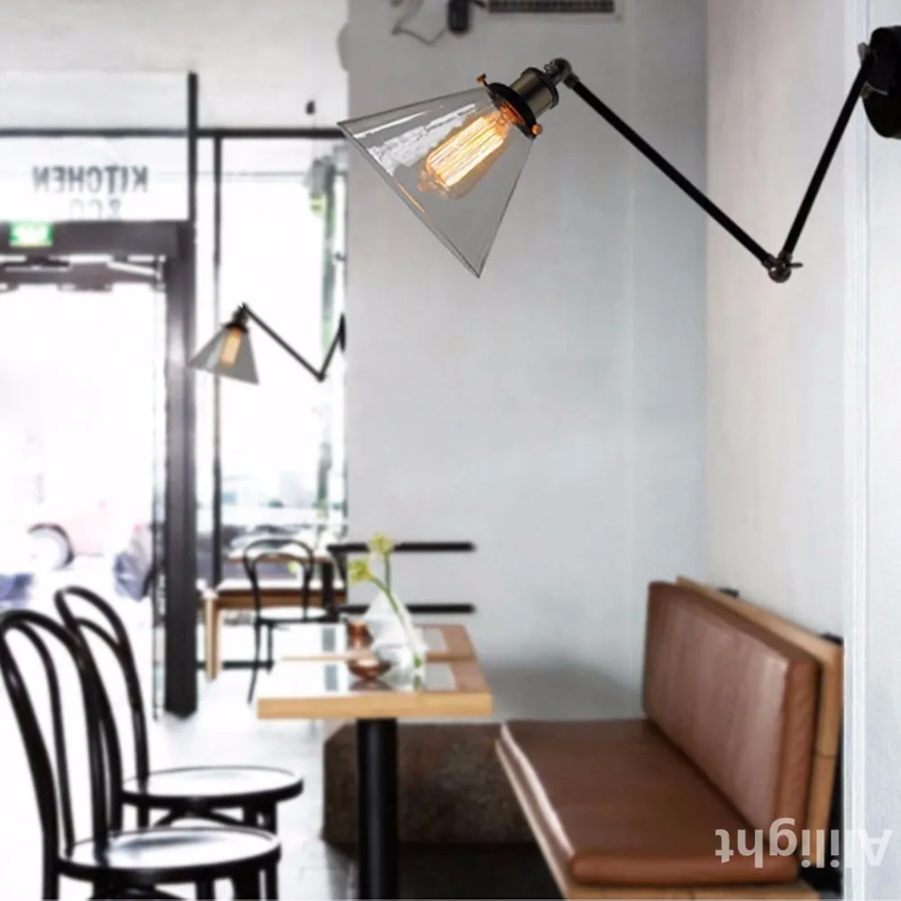 1Vintage-Industrial-Wall-Lamps-Loft-Swing-Arm-Wall-Sconce-Adjustable-Warehouse-Ambient-Lighting-Glass-Lampshade-E27
