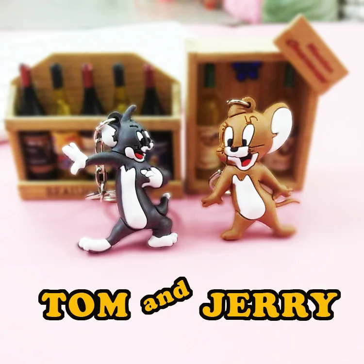 

Occident anime Tom and Jerry key chain cosplay cartoon cat mouse animal funny cute personality PVC souvenir fashion keychain toy