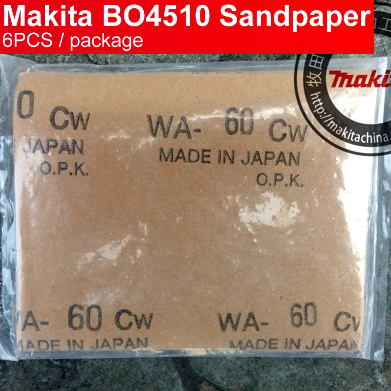 

Original MADE IN JAPAN Makita BO4510 Sandpaper Machine Sandpaper 6PCS/Package Particle Size 60 114 * 100 mm