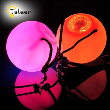 

TSLEEN Promotion! 1PC Waterproof Amazing RGB LED POI Thrown Balls Battery For Professional Belly Dance Level Hand Props