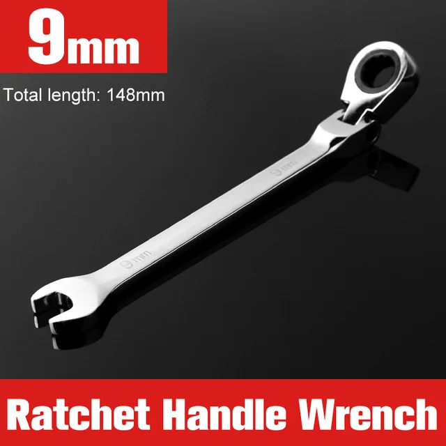 6-24mm Flexible Head Combination Ratchet Wrench Dual-use Ratchet Wrench tools - Цвет: 9mm