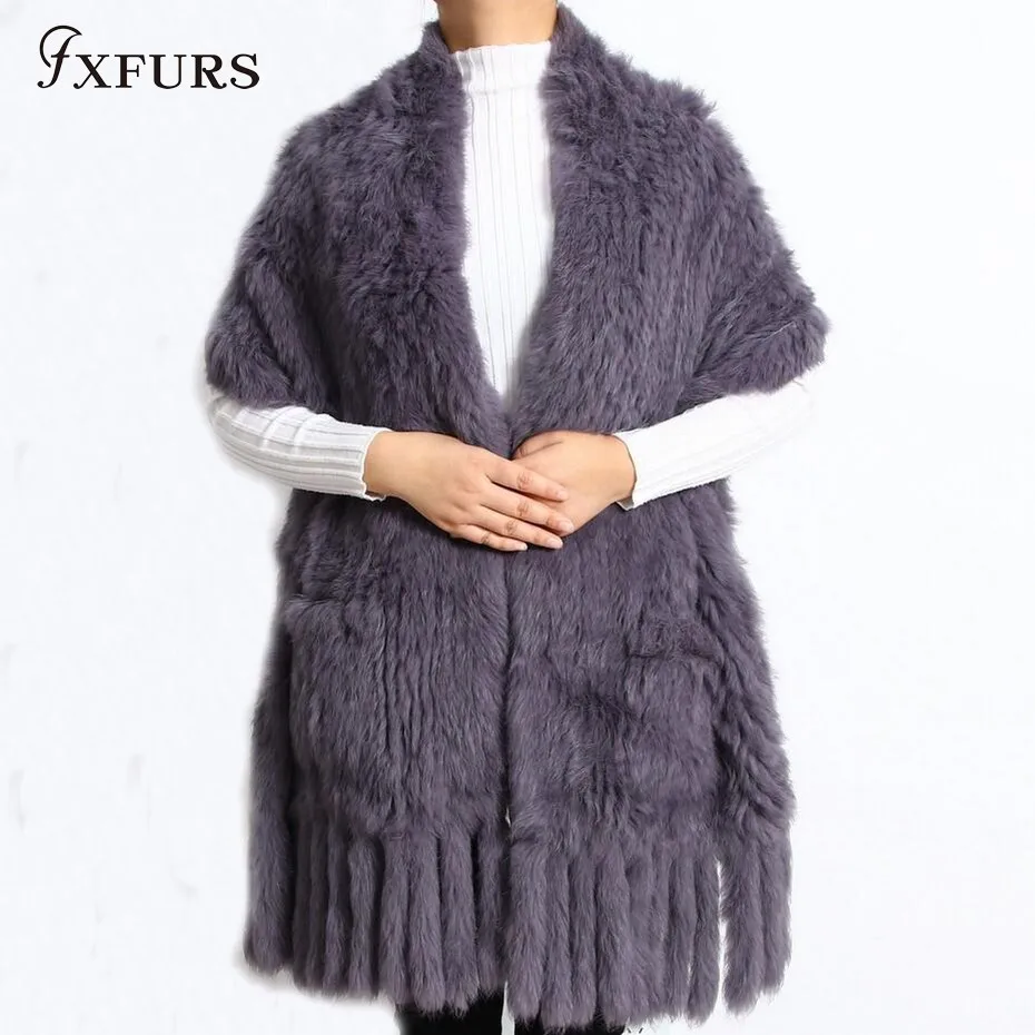 Женская шаль из натурального кроличьего меха FXFURS 100% длина 170 см новинка 2020 |