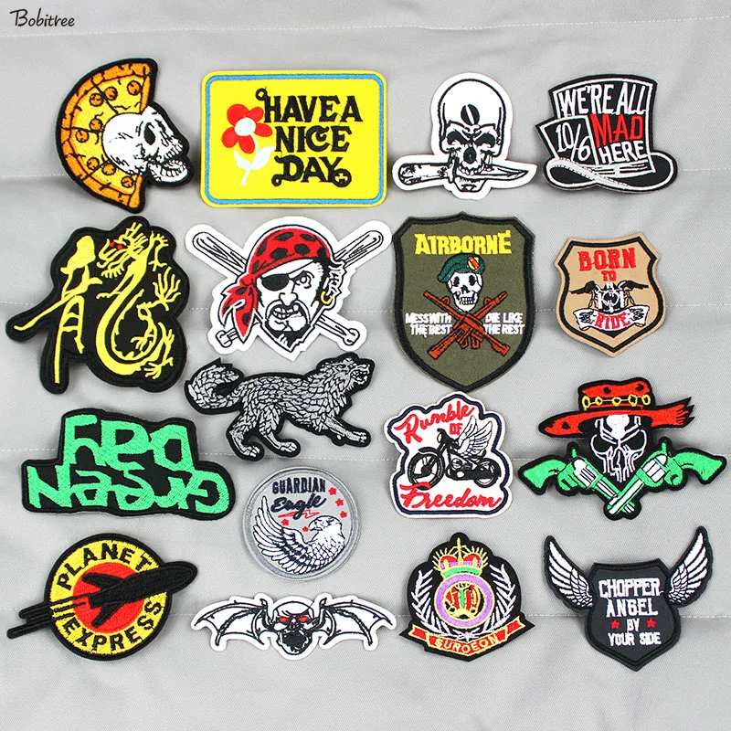 

2019 new Fashion Clothes Patches Iron on Embroidered Badges Cotton Fabric Stickers Applique for Jacket Jeans Decoration