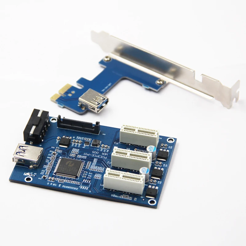 3 в 1 PCI Express PCI E 1X Слоты Riser Card PCI-E 1 до 3 адаптер расширения 2 слоя печатной платы+ 60 см USB 3,0 кабель для майнинга