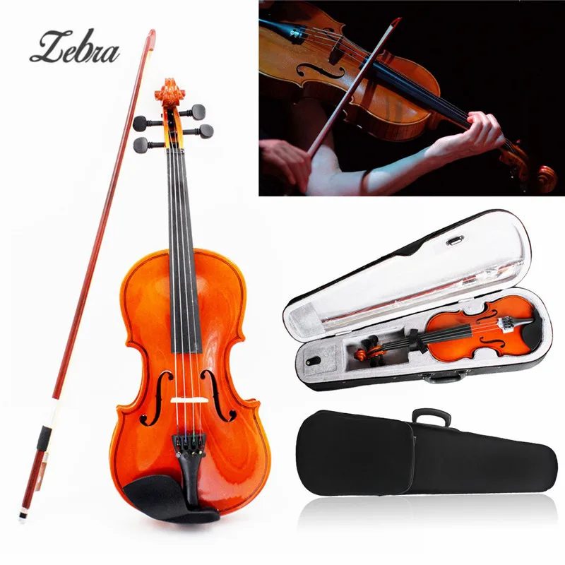 

Full Size 4/4 Stringed Instrument Fiddle Natural Acoustic Violin with Violin Case Bow Rosin For Musical Lovers Beginners Gift