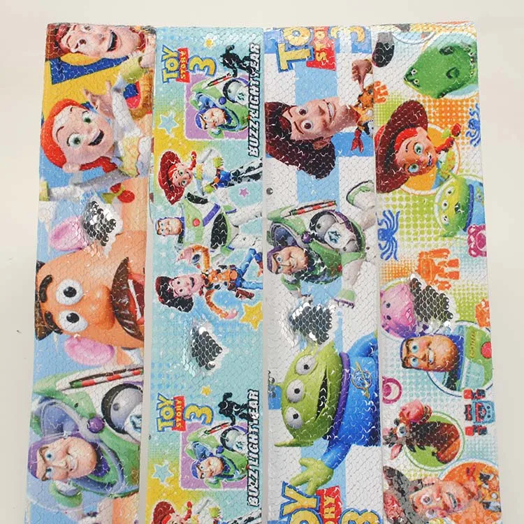 

NEW 2 yards 3" 75mm toy story sequin ribbon printed, cartoon reversible Shiny Glitter ribbon
