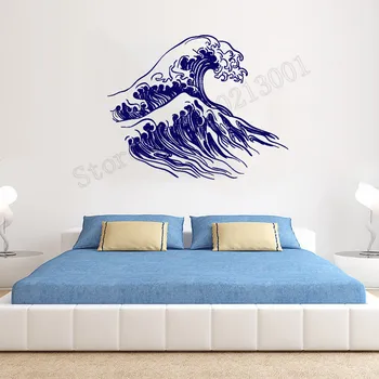 

Ocean Wave Sea Bathroom Livingroom Wall Sticker Beauty Home Decoration Vinyl Art Removeable Poster Mural Ornament Decor LY1137