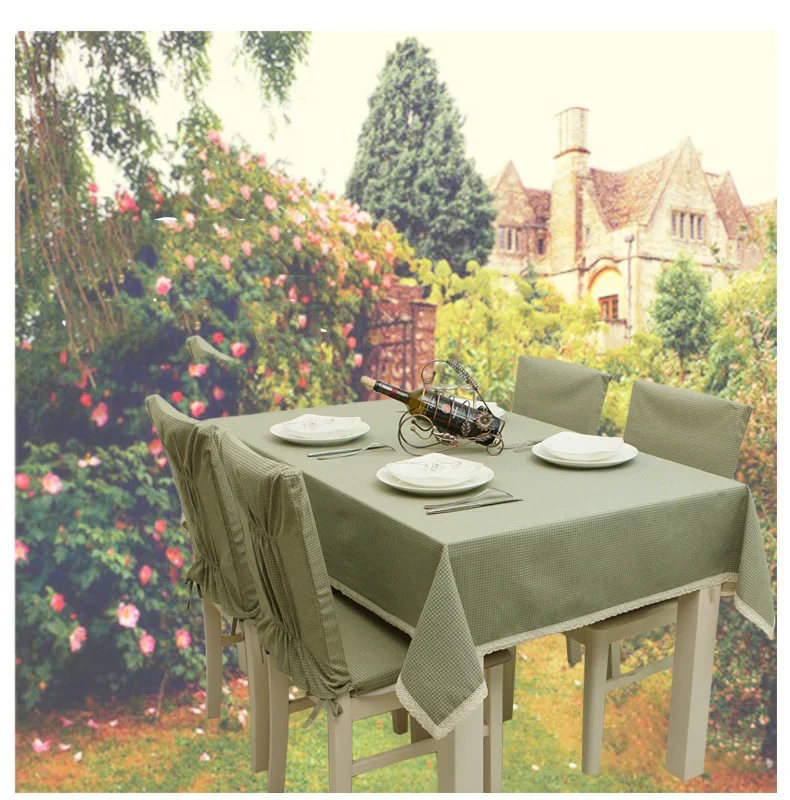

Korean style cotton Tablecloth Hot Sale Linen and Cotton Lace Edge Rectangular Table Cloth Home decoration Hotel Textile