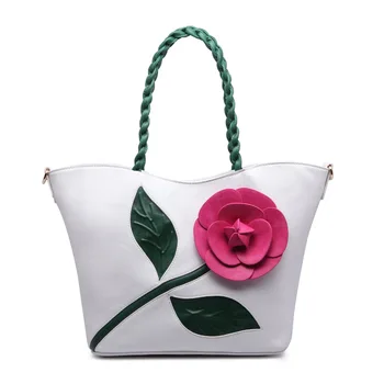 

6112 New Fashion Vintage Rose Stereo Big Flower bag Women Woven Handbag Single Shoulder Bag Ladies handbag Totes