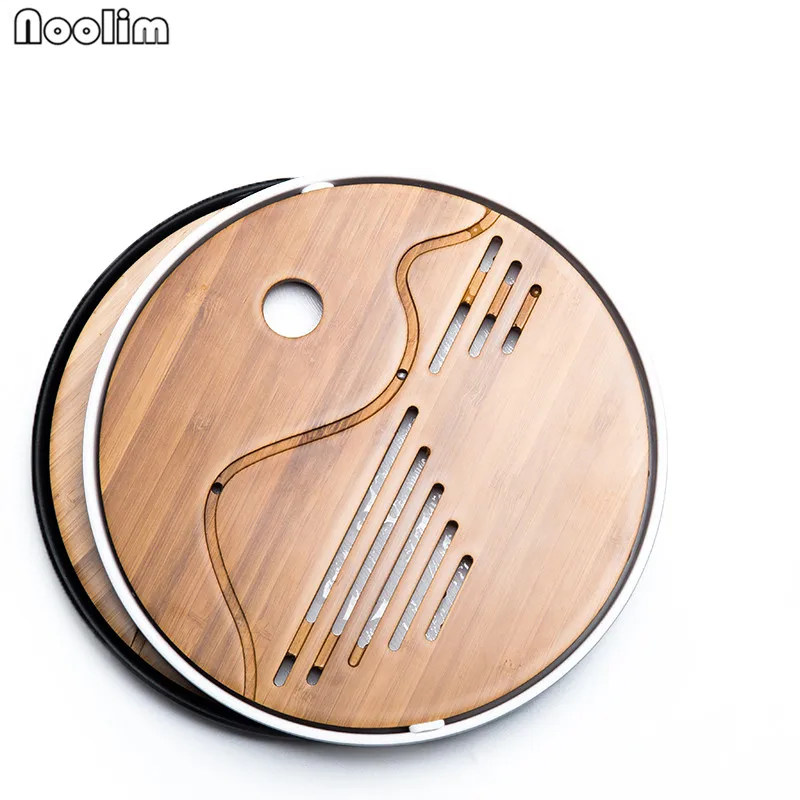 

NOOLIM Kung Fu Tea Set Natural Wood Bamboo Tea Tray Rectangular Traditional Bamboo Tea Room Board Table Chinese Tea Room Tools