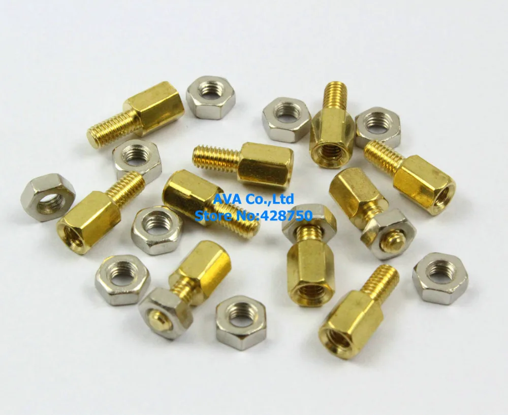 100 M3x6mm Male Female Hex PCB Standoff Spacers 6mm Body Length with