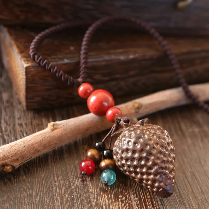 

WEIYU Vintage Big Wood Pendant Necklace Ethnic Jewelry Wooden Pine Nut Fish Long Ceramic Beads Necklace Maxi Necklace For Women