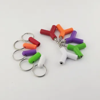 

10pcs 5 colours 3.5mm Mini Y Shape Splitter Stereo Jack Audio Headset Connector Adapter Keyring