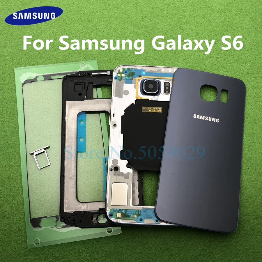 

For Samsung Galaxy S6 G920 G920F Middle Front Frame Full Housing Rear Housing Bezel Holder Frame Back Glass Cover Case door