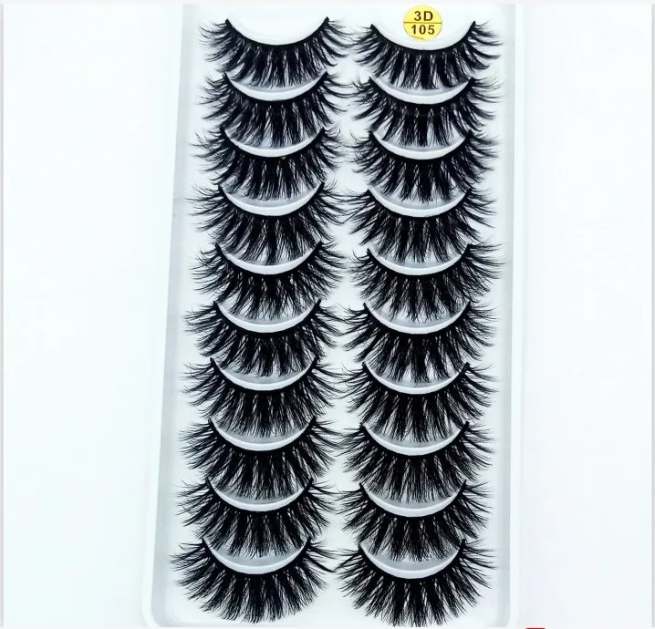 HBZGTLAD 1/5/10pairs Real Mink Eyelashes 3D Natural False Eyelashes 3d Mink Lashes Soft Eyelash Extension Makeup Kit Cilios - Color: 105