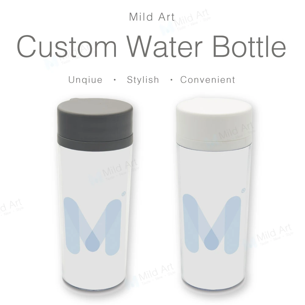

Custom Plastic Insulated Water Bottle 300ml Black White Art Print Photo Unique Gift BPA Free Kids Personalized Kitchen Drink Set