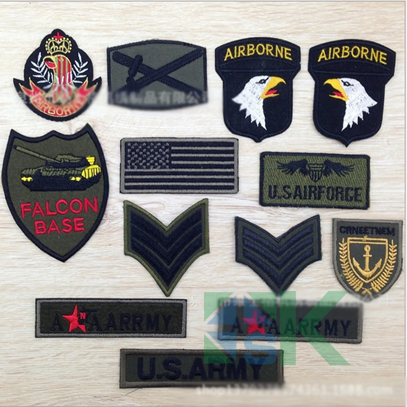 50pcs/lot Army Embroidered Iron on patches for clothes jacket badge