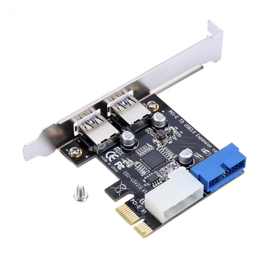 USB 3,0 PCI-E Плата расширения адаптер внешний 2 порта USB3.0 концентратор внутренний 19pin разъем PCI-E карта 4pin IDE разъем питания