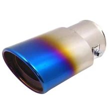 Universal Car Vehicle Exhaust Muffler Steel Tail Pipe:Straight Single Tube(blue)