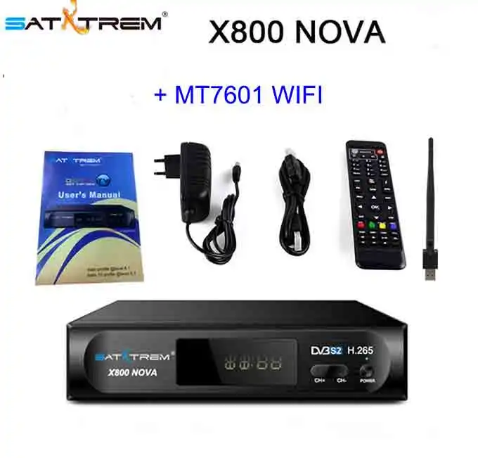 SATXTREM X800 NOVA DVB-S2 спутниковый ресивер 1080P HD H.265 MPEG2 MPEG4 Поддержка EPG PVR с 1 год 5 нажатий Cam Youtube - Цвет: X800 Nova with Wifi