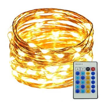 

10M/33FT 100LEDs Copper Wire Warm White LED String Light Starry Lights Christmas Fairy Lights+Remote Control+US/EU/UK/AU Adapter