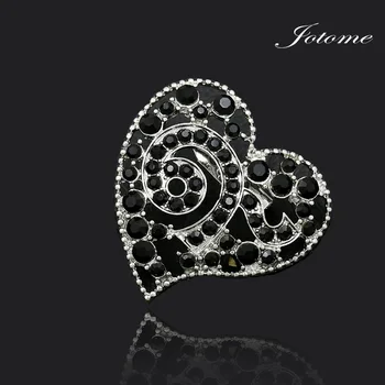 

100pcs/Factory Direct Sale New Design Black Crystal Rhinestone Thailand King 9 Heart Shape Souvenir Brooch Pins for Funerals