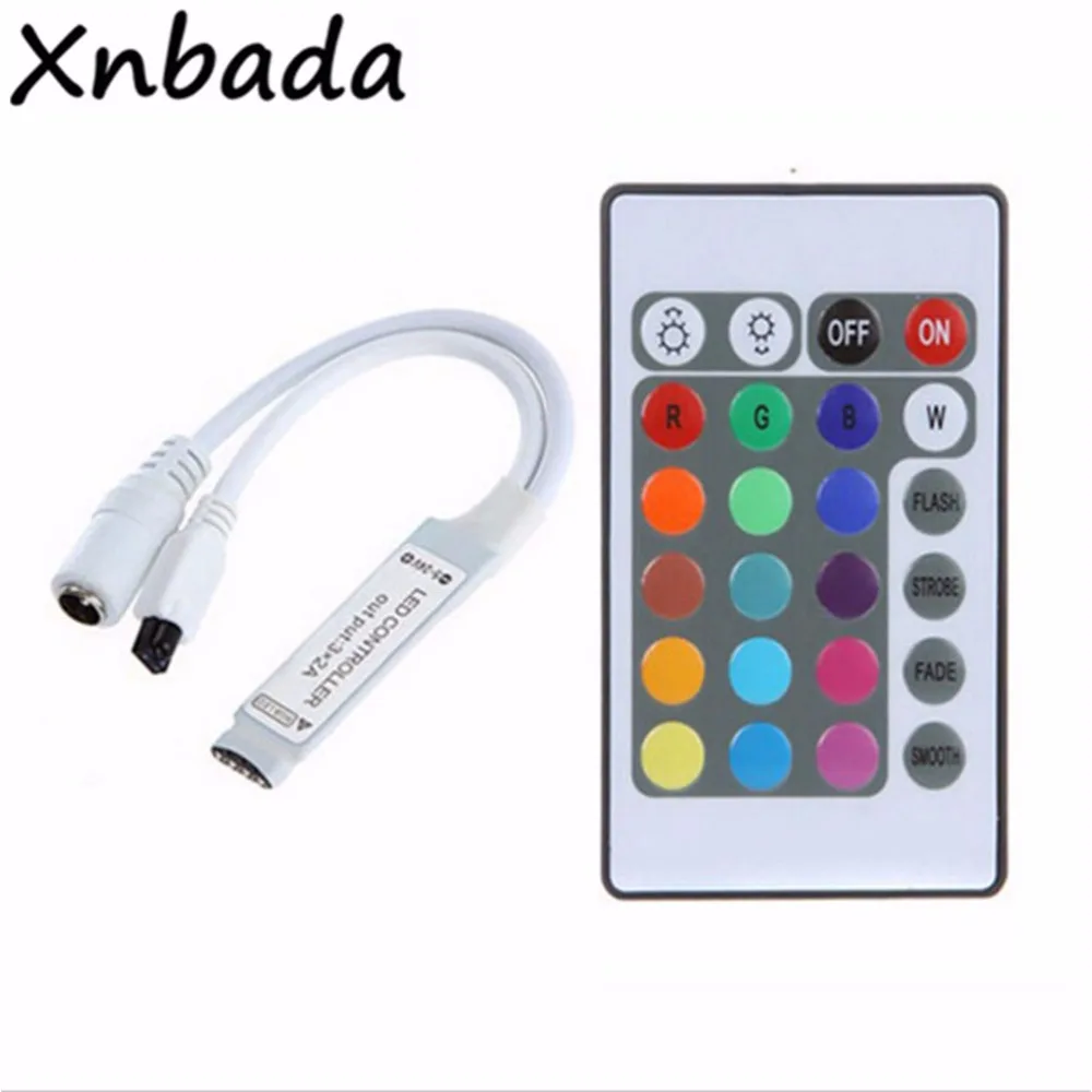 

Mini 24keys RGB Led Strip IR Remote Controller With Mini Receiver For 3528 5050 RGB Led Strip DC12V