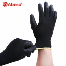 ABESO 2/10 pairs Black Nylon & PU palm coated electronic Anti-static Gloves With PU AntiStatic Work Glove A4005