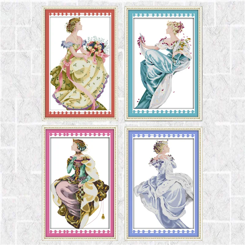 

Needlework DIY DMC Cross stitch Sets For Embroidery kits Four Seasons Queen Patterns Counted Cross-Stitching Home Decoration