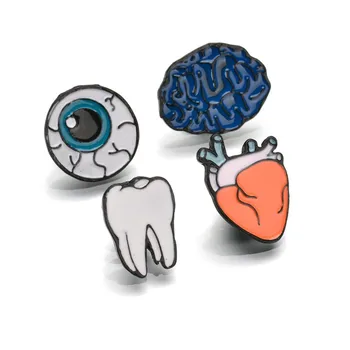 

SexeMara Korean Style Stylish Jewelry Color Drops Of Human Body Brooches Brain Eyes Tooth Brooch Accessories Wholesale Pin Badge