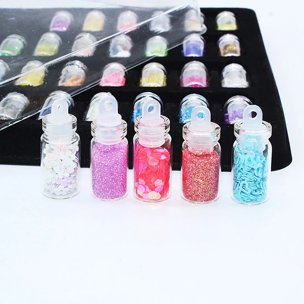 48 Bottles/Set Nail Art Decorations DIY 3D Crystal Nail Art Powder Sequins Glitter Manicure Tips Set Beauty Random Style