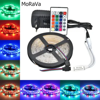 

5M 10M 15M 12V LED Light Strip SMD2835 Waterproof Flexible Tape Ribbon Lamp+RGB LED Controller+Power Adapter For Home Decoration