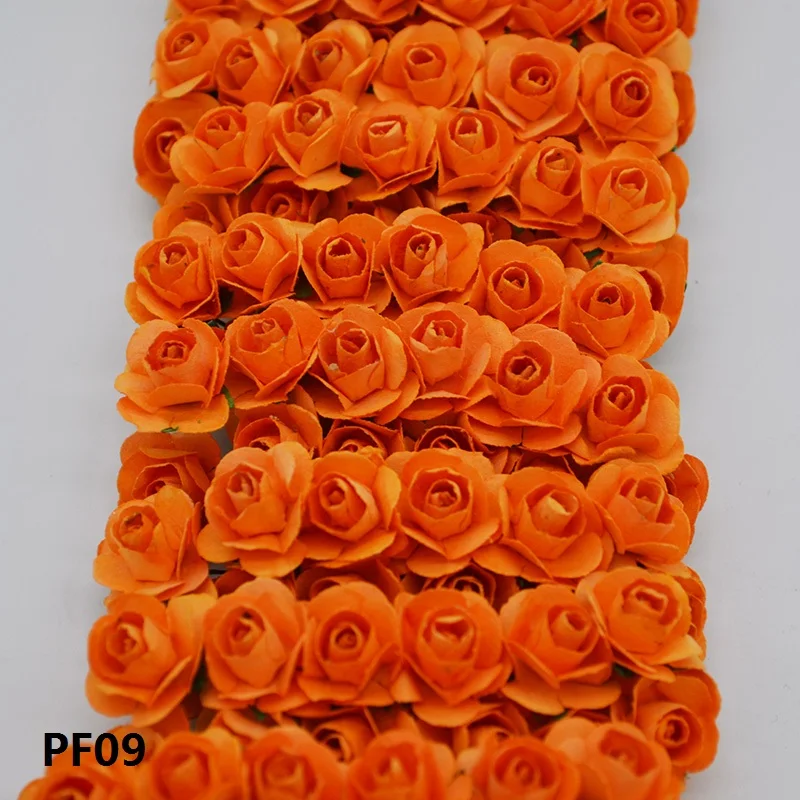 36/144pcs 1cm Cheap Artificial Paper Flowers for Wedding car fake Roses Decoration Candy box DIY Wreath Gift Scrapbooking Craft 