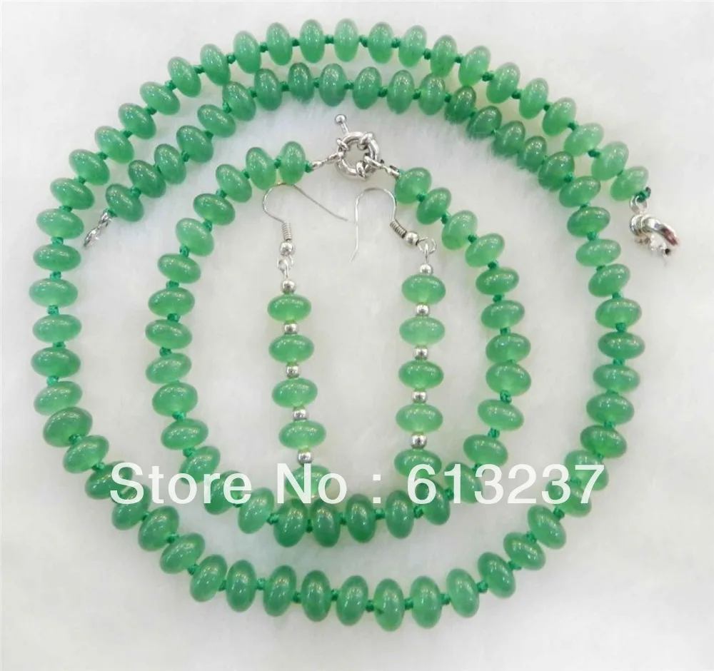 Модный стиль 5x8 мм Зеленый Натуральный Камень Rondelle Abacus бисер цепь Ожерелье
