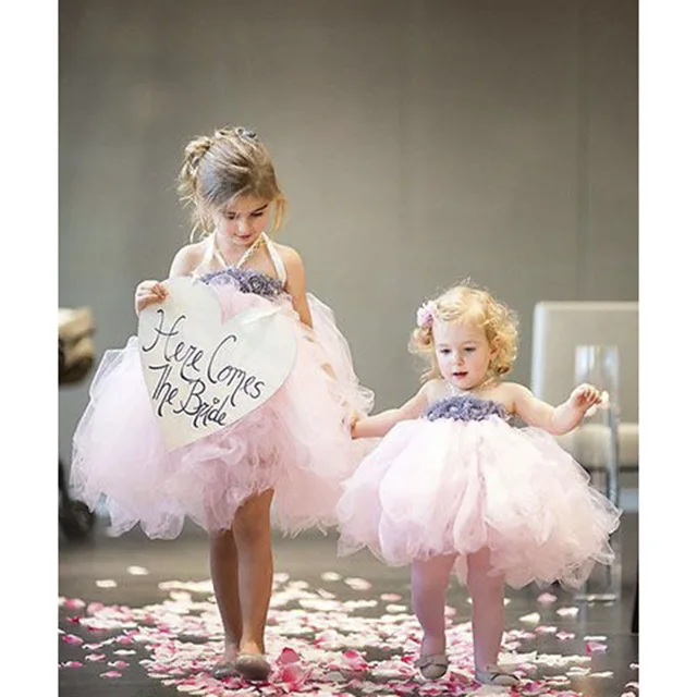 Flower Girl Dress Pink Ivory Grey Baby Girls Dress Toddler Tutu Flower Girl Dress Pink Ivory Grey Baby Girls Dress Toddler Tutu