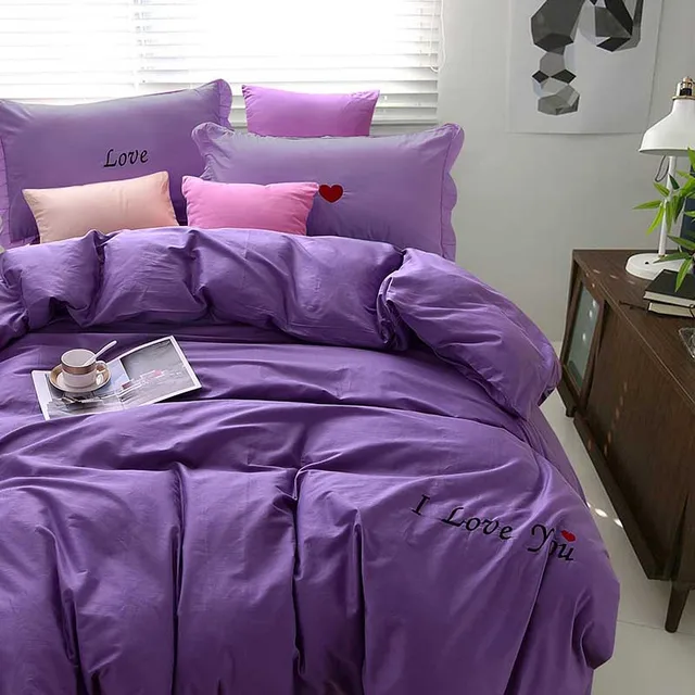 Buy HOT Korean 4pcs 100cotton Simple color bedding