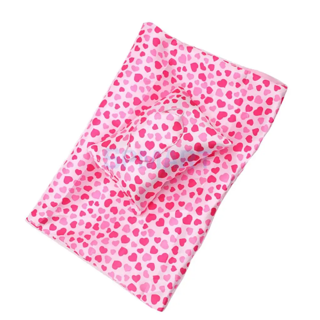 New Arrival Lovely Sleeping Sack with Pillow Set for 18 Inch Girl Doll Accessory Toy Pink
