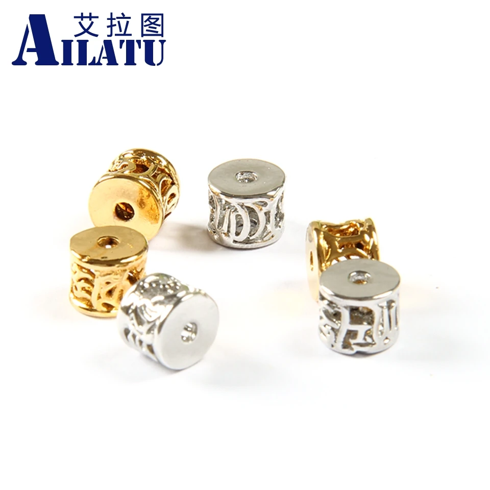 

Ailatu 10 Pieces Cylinder Shape Copper Accessories Beads with Religious Lucky Words for DIY Bracelet Jewelry