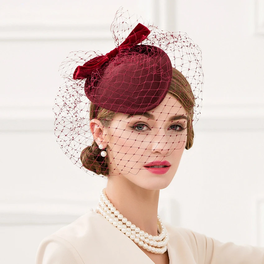 

NEW Veil Women Fascinator Formal hats Wool Hat Wedding Cocktail Party Formal Dress Hats Elegant black hat Tea Party Headwewar