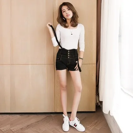 Летние новые женские корейские модные тонкие джинсовые шорты с ремнем