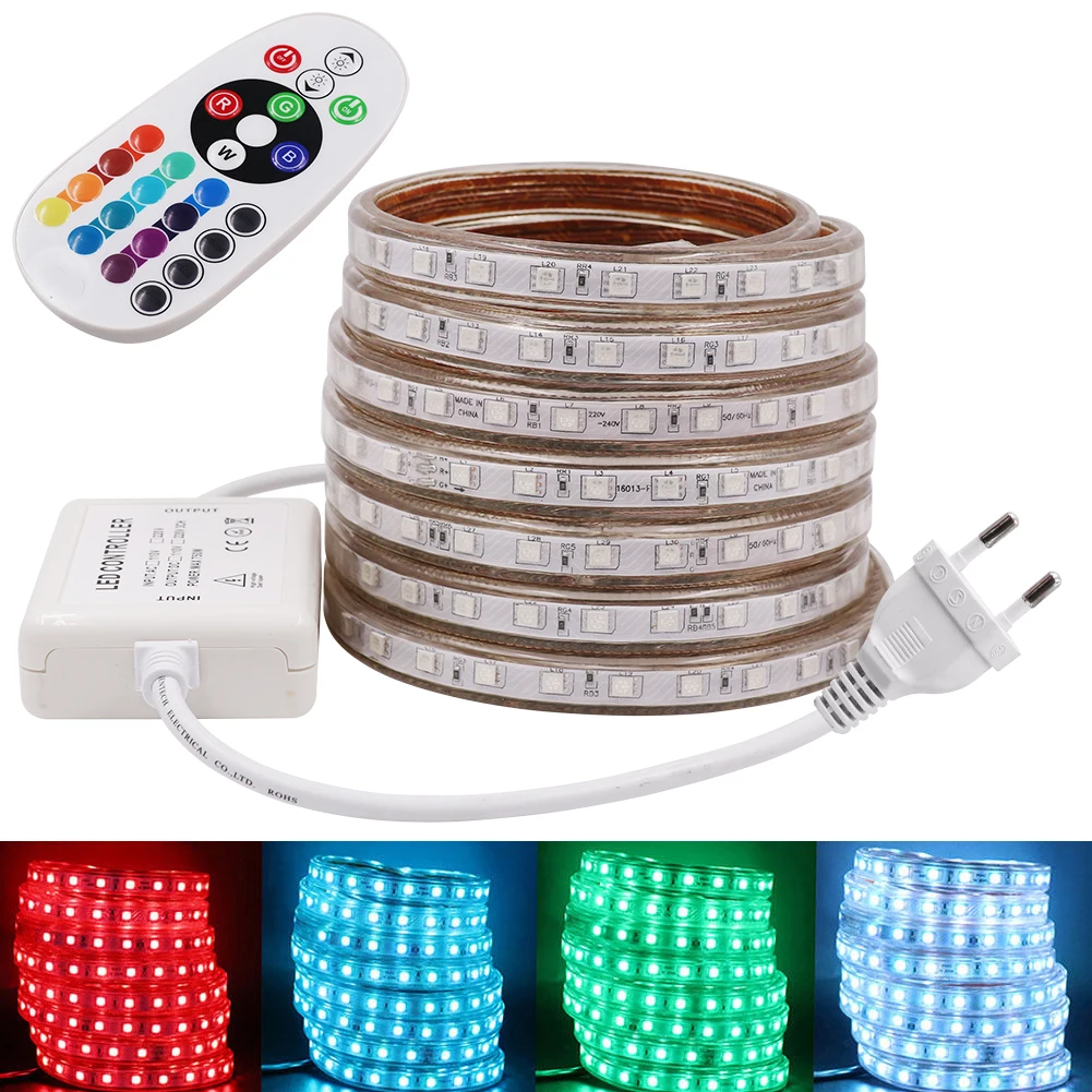 220V 60leds/m RGB 5050 Waterproof Flexible LED Strip Tape Light Garden Lamp Outdoor 1M 2M 3M 4M 5M 10M 12M 15M 20M 25M цена 220V 60leds/m RGB 5050 Waterproof Flexible LED Strip Tape Light Garden Lamp Outdoor 1M 2M 3M 4M 5M 10M 12M 15M 20M 25M цены онлайн