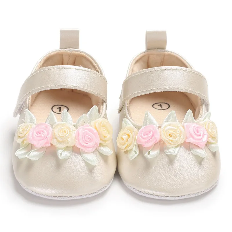 

Baby Girls Shoes Soft Soled Non-slip Footwear Flower Shoes PU First Walkers Princess Walking Shoes