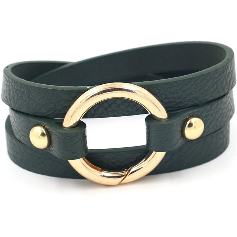 Черный круглый Леопардовый принт Модный классический неоновый модный браслет манжета кожаные женские браслеты женские ювелирные изделия вечерние подарки - Окраска металла: green