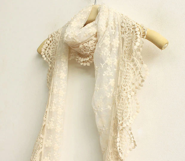

Gothic lace floral embroidery lolita princess sweet travelling tassel photo scarf female
