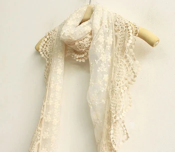 

Gothic lace floral embroidery lolita princess sweet travelling tassel photo scarf female