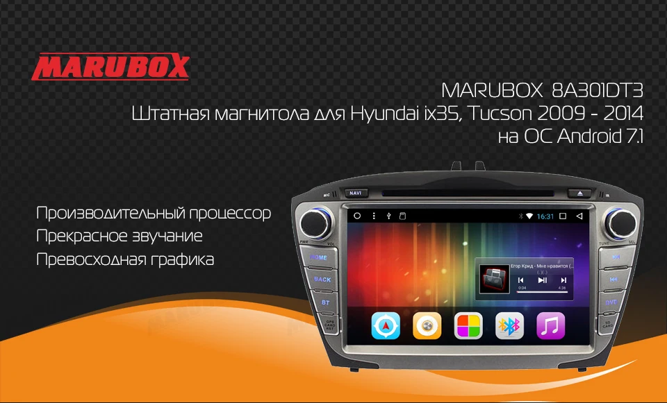 Perfect Marubox Head Unit For HYUNDAI ix35 Tucson 2009-2014 2 Din Android 7.1 Radio GPS Navigation DVD Car Multimedia Player 8A301DT3 0