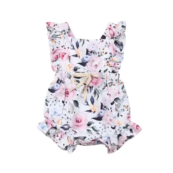 

2019 Summer Newborn Infant Toddler Baby Girls Romper Cotton Floral Sleeveless Backless Outfits Clothes Jumpsuit Costume Clothing