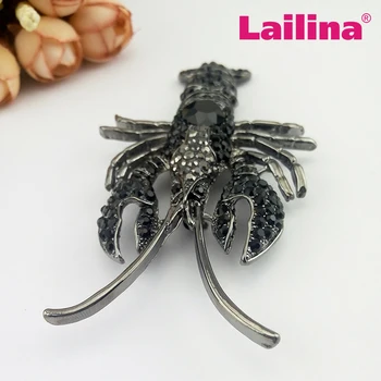 

Vintage Cool large Black Rhinestone Lobster Brooch For men Jewelry Garment Brooch