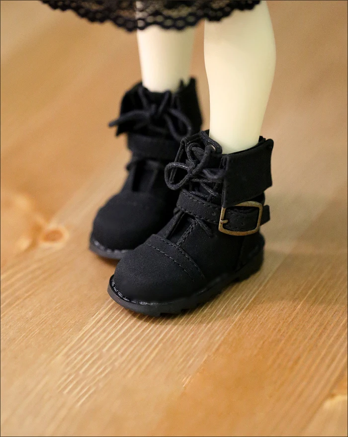 

N01-X098 children handmade toy 1/3 1/4 Doll Accessories BJD/SD doll shoes Black strap buckled ankle boots 1pair