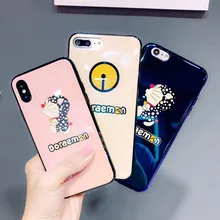 

JSPYL Cute Cartoon Doraemon Phone Case For iPhone X Blue Ray Silicone Soft Case Cover For iPhone 7 8 Plus 6 6s Plus Back Fundas